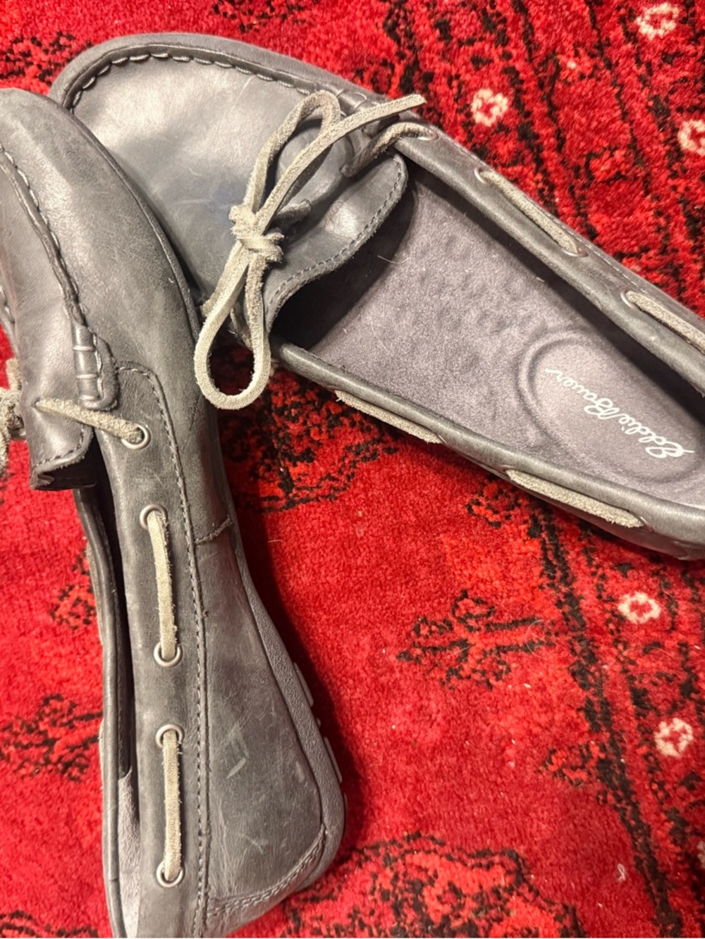 Eddie Bauer Gray Suede Moccasin Boat Shoe